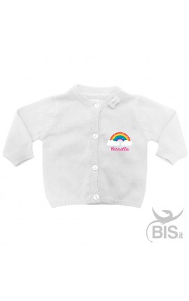 Cardigan in filo neonata  "arcobaleno" da personalizzare