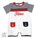 Pagliaccetto marinaio a righe con nome