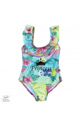 One piece girl swimsuit, winged braces,"NAME AND UNICORN"