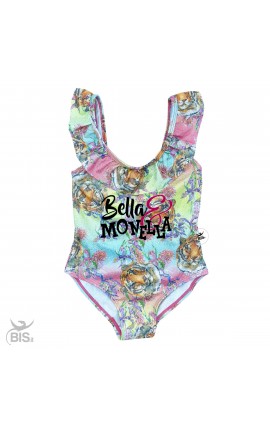 One piece girl swimsuit, winged braces,"NAME AND UNICORN"