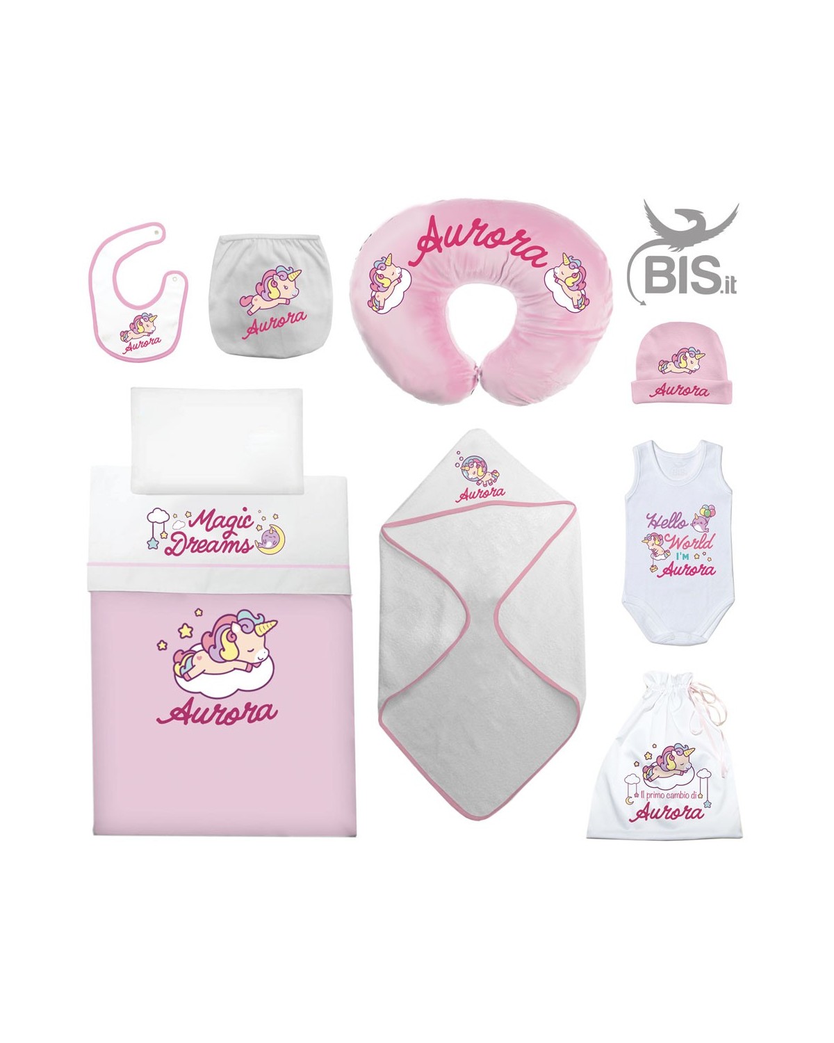 Corredo neonato Baby Unicorn personalizzato con nome