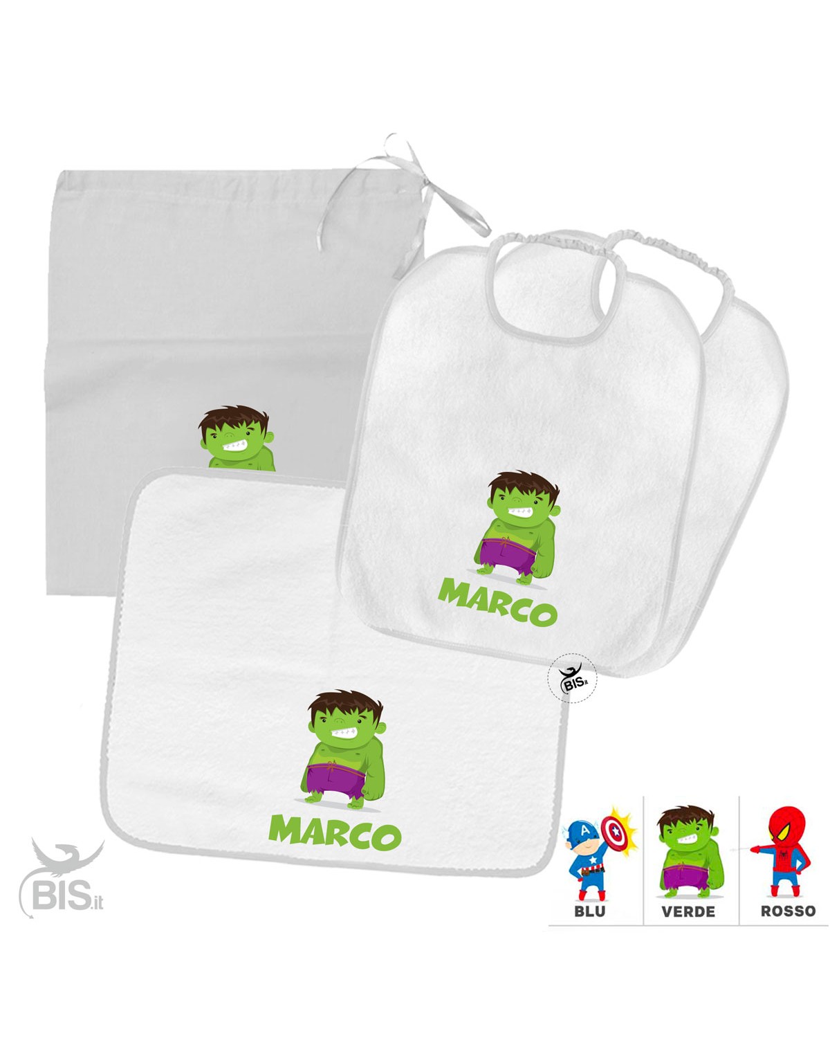 Kit asilo stampa "Super eroe", da personalizzare col nome