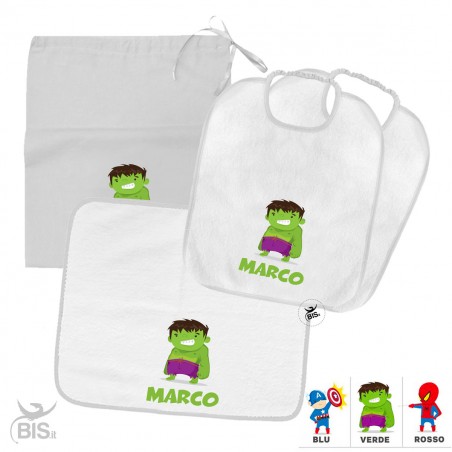 Kit asilo stampa "Super eroe", da personalizzare col nome