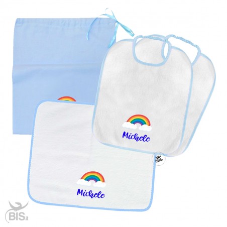 Kit asilo stampa "Arcobaleno", da personalizzare col nome