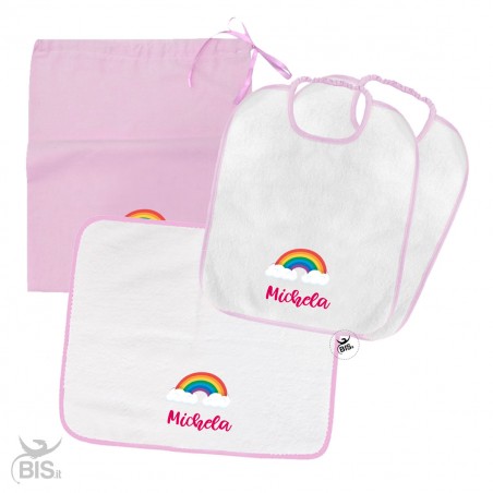 Kit asilo stampa "Arcobaleno", da personalizzare col nome