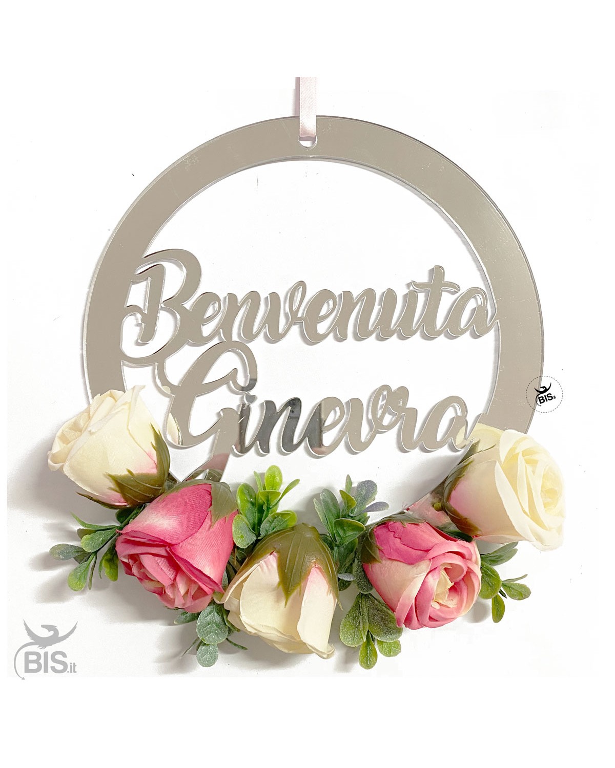 Fuori porta in plexiglass, con fiori, da personalizzare