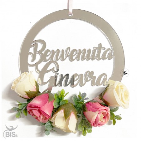 Fuori porta in plexiglass, con fiori, da personalizzare