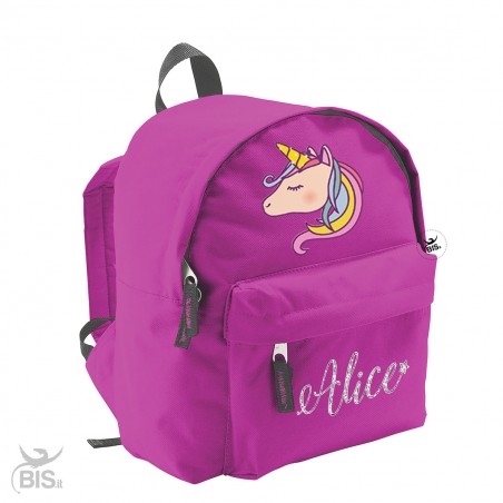 Zaino trandy Unicorno con nome in glitter