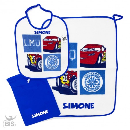 Kit Asilo plastificato "Cars" da personalizzare con nome