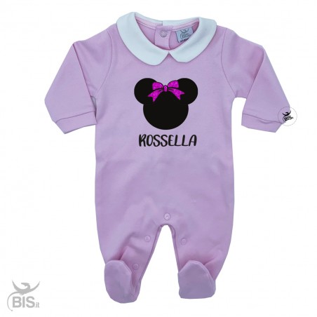 Tutina neonata con colletto Topina con fiocco in glitter