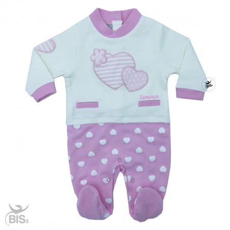 Tutina neonata pois e cuori personalizzabile con nome