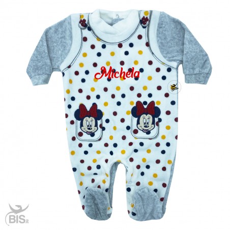 Tutina in ciniglia stampa pois minnie