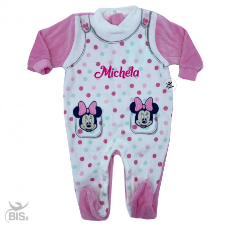 Tutina in ciniglia stampa pois minnie