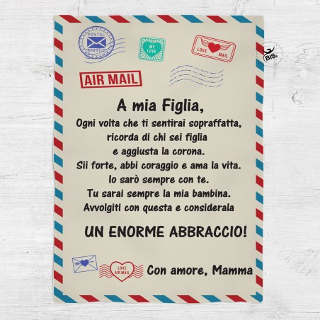 Plaid grafica lettera antica con dedica "a mia figlio o figlia"