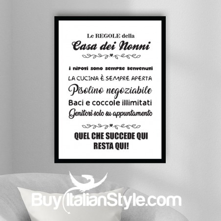 Foto Quadro "Le regole della casa dei Nonni"