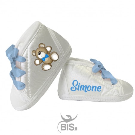 Scarpine da culla con nome e orsetto