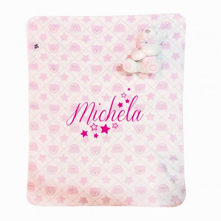 Copertina in pile con peluches orsetto da personalizzare con nome