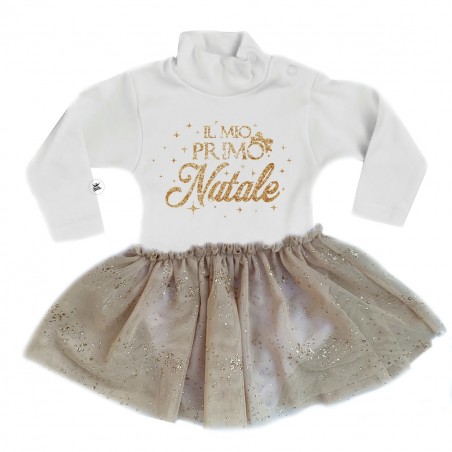 Abitino Neonata con gonna in tulle glitterata "Il mio primo Natale"