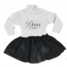 Abitino Neonata con gonna in tulle glitterata "Diva si nasce"