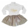 Abitino Neonata con gonna in tulle glitterata "Diva si nasce"