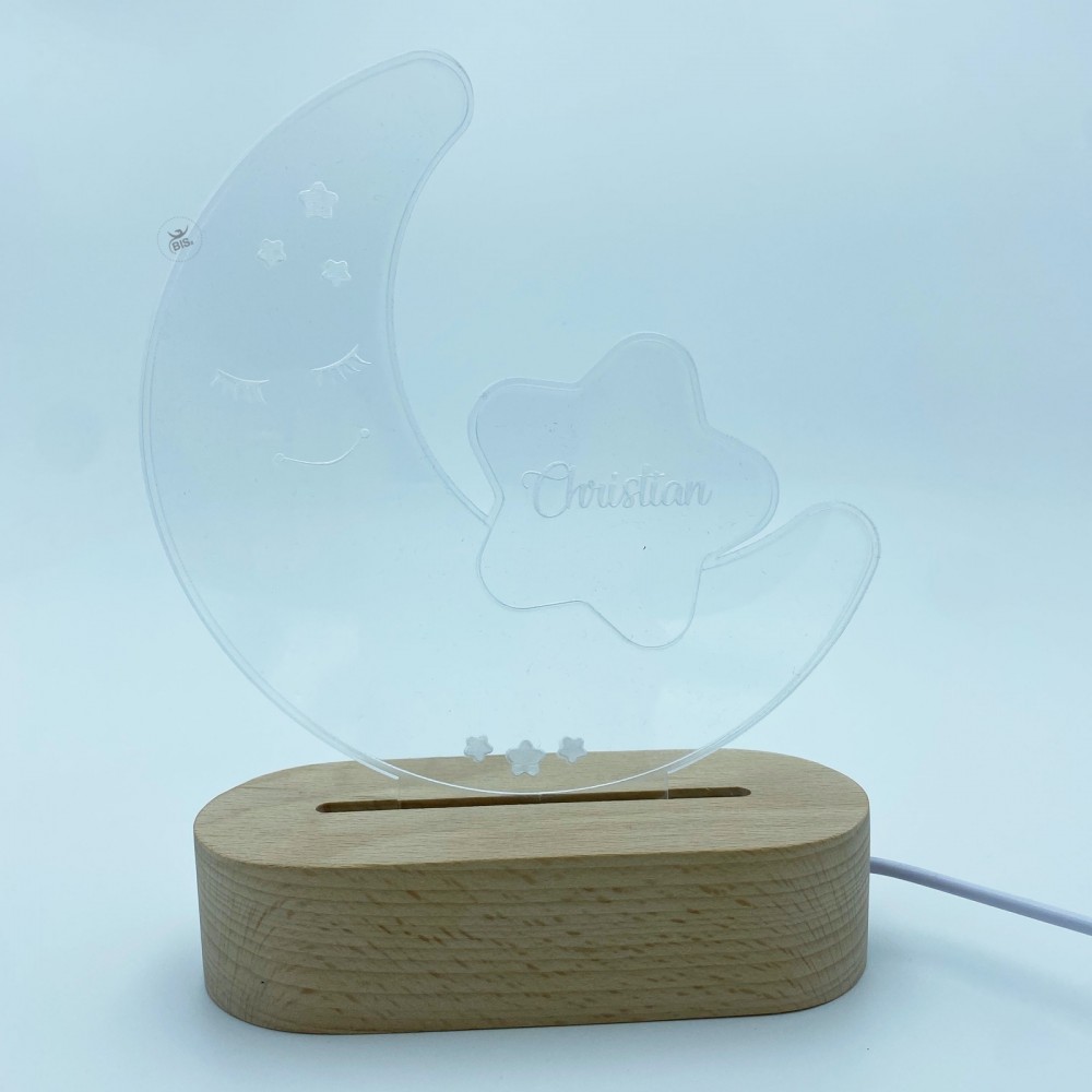 Lampada Led  a forma di luna  da personalizzare con nome