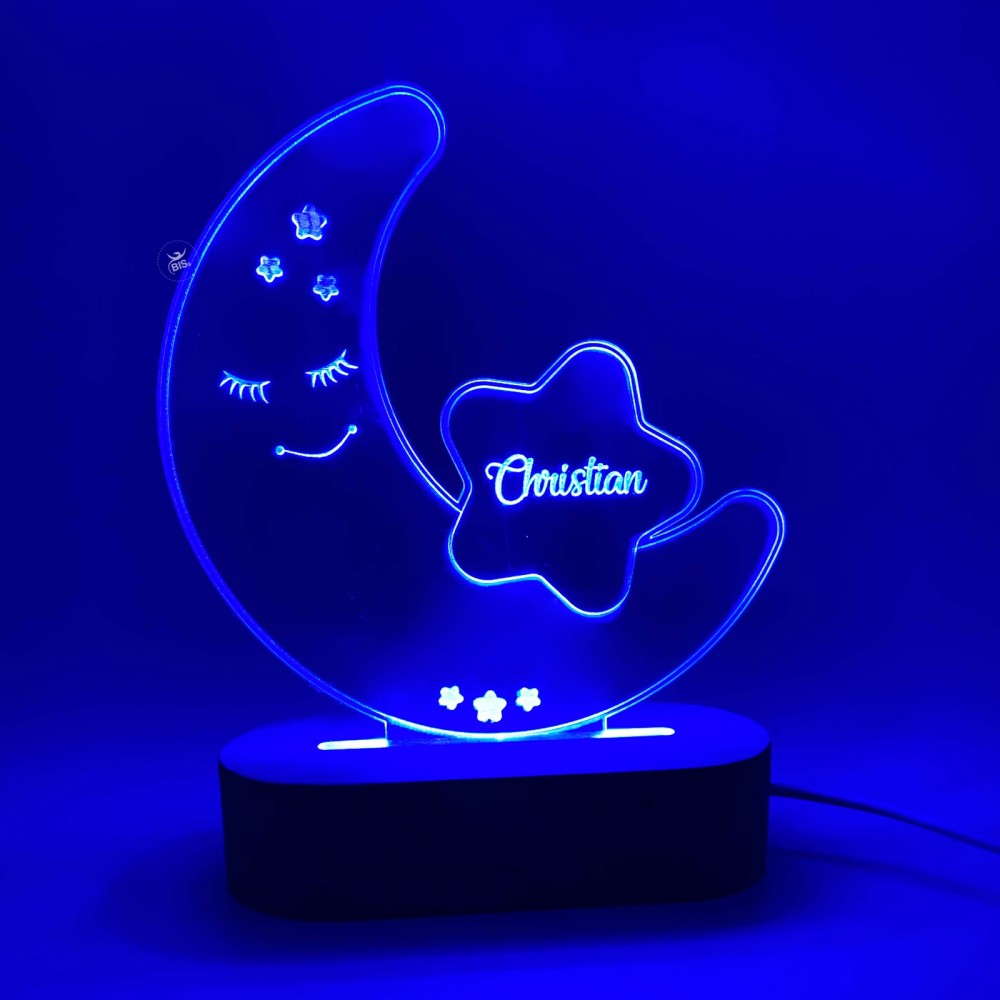 Lampada Led a forma di luna da personalizzare con nome