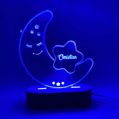 Lampada Led  a forma di luna  da personalizzare con nome