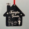Addobbo a forma di casetta in plexiglass personalizzabile con il nome e i componenti