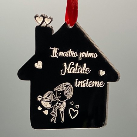 Addobbo a forma di casetta in plexiglass Il nostro primo natale insieme