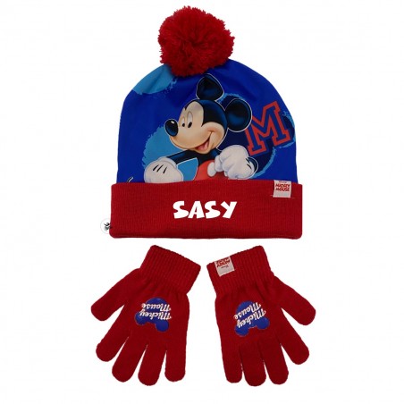 Kit cappellino e guanti "Topolino" con nome