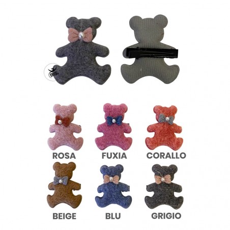 Coppia fermacapelli orsetto