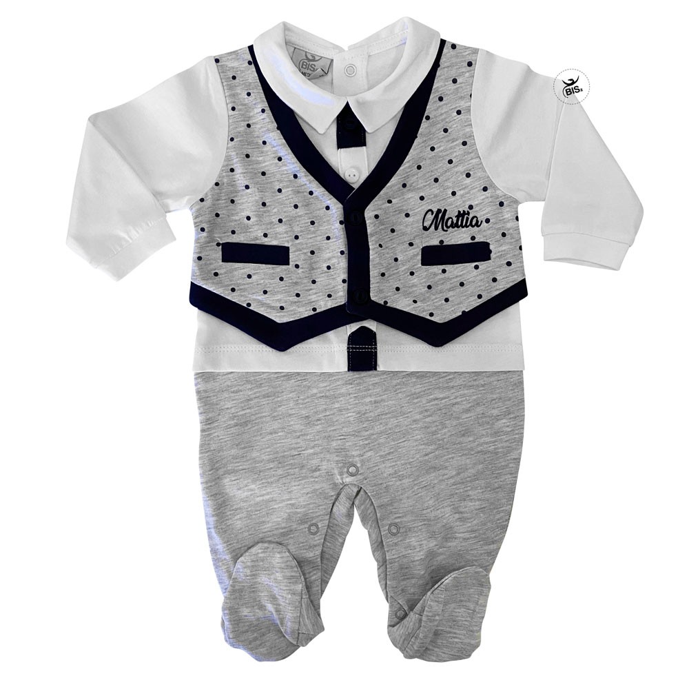 Tutina estiva con gillet a pois grigia Tutina estiva con gillet a pois grigia