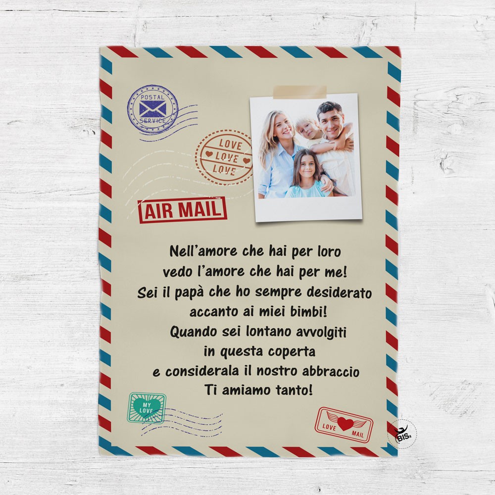 Plaid stile lettera antica PERSONALIZZABILE con foto e dedica