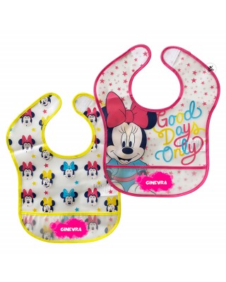 Customizable Pair of "Minnie + name" plastic bibs