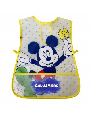 Grembiule neonato in plastica "Mickey mouse" a pois da personalizzare