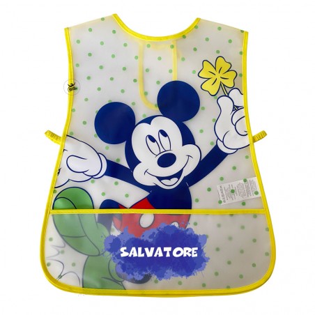 Grembiule neonato in plastica "Mickey mouse" a pois da personalizzare