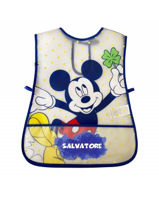 Grembiule neonato in plastica "Mickey mouse" a pois blu