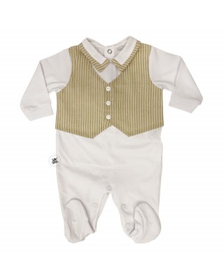 Newborn Romper suit with striped waistcoat
