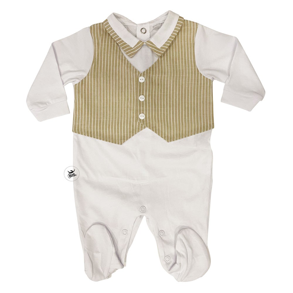 Newborn Romper suit with striped waistcoat