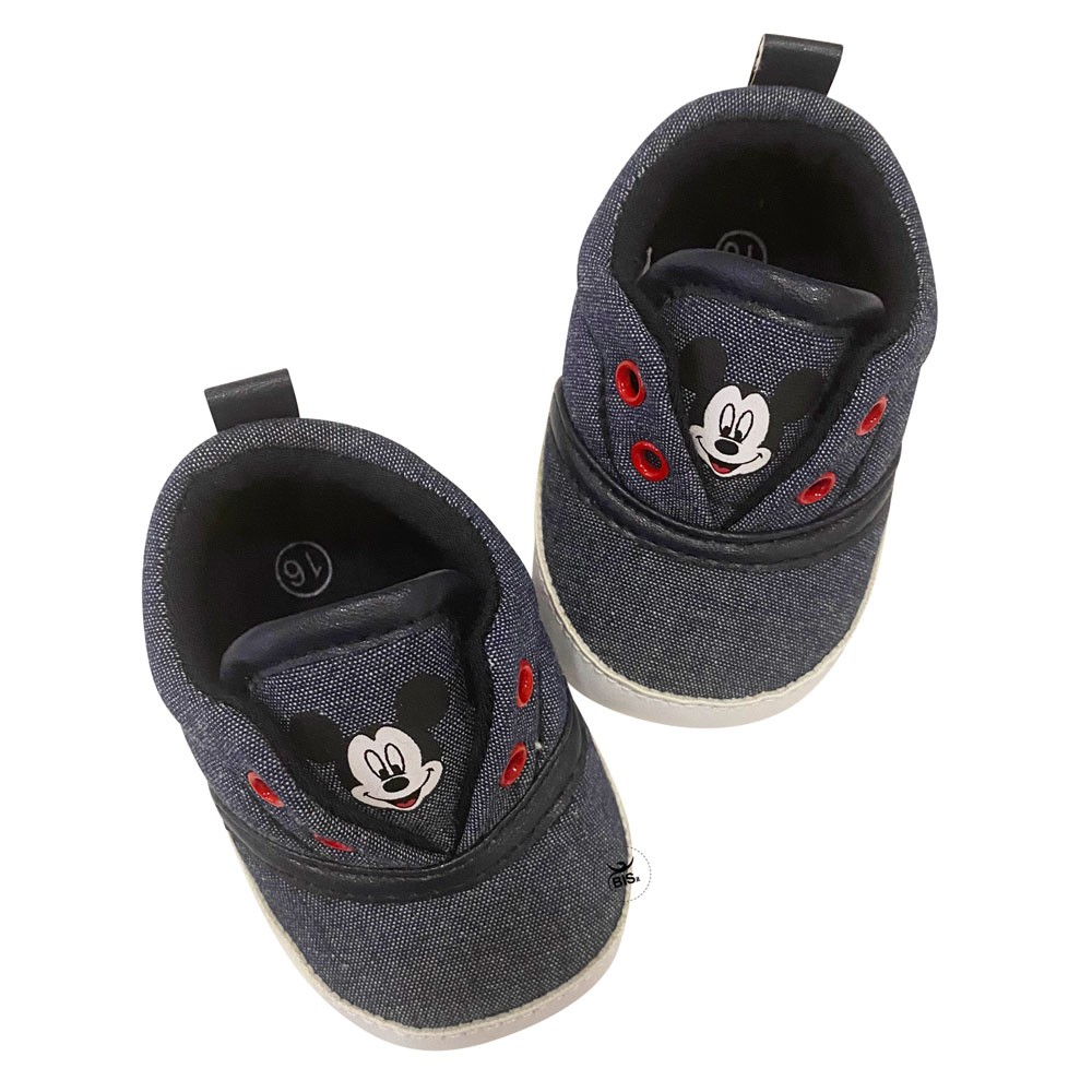 Denim effect baby crib shoes "Mickey Mouse"