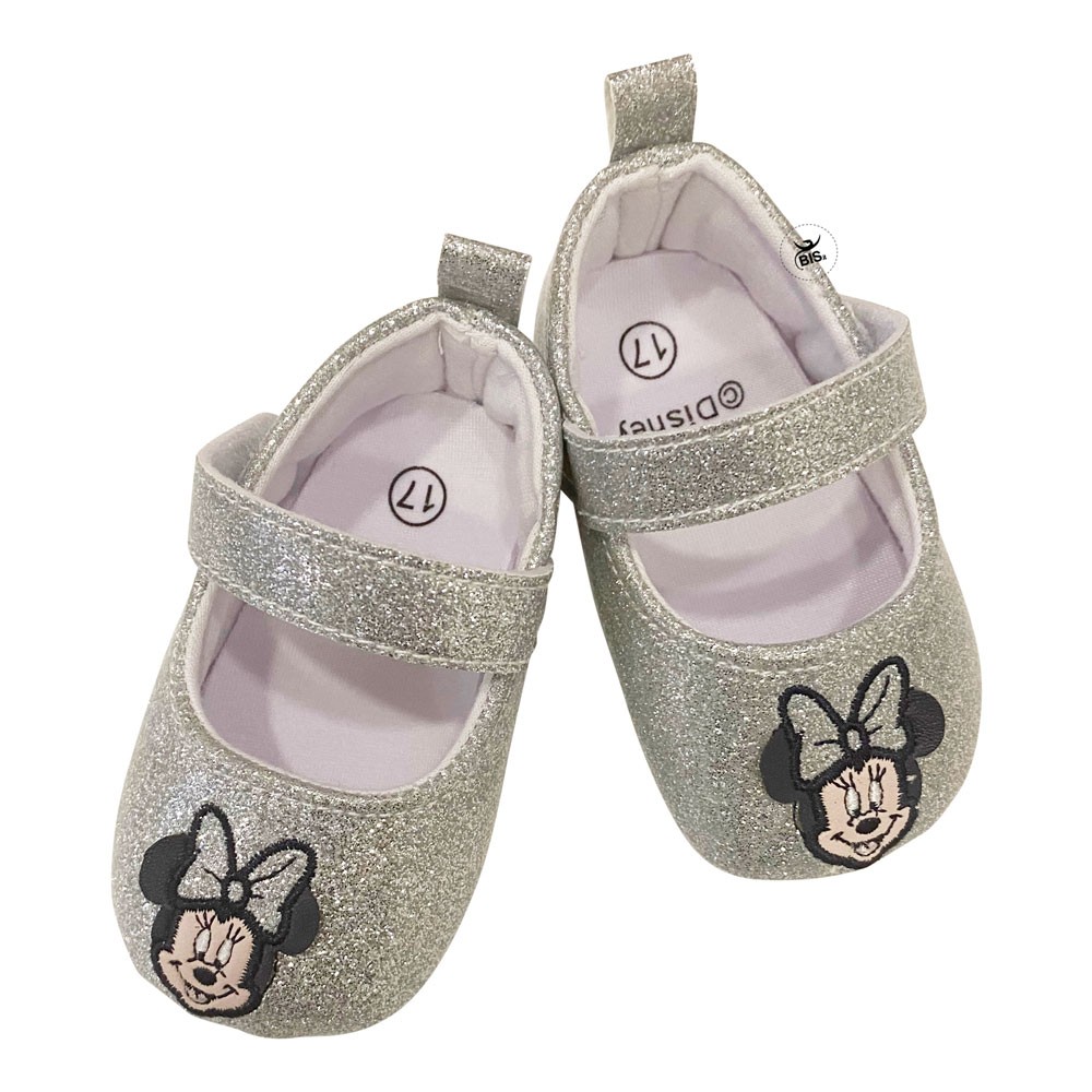 Ballerine neonata "Minnie" argento glitter