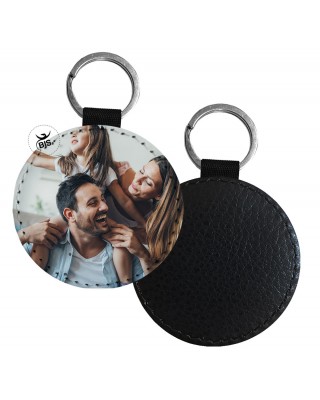 Eco-leather rounded keychain, customizable