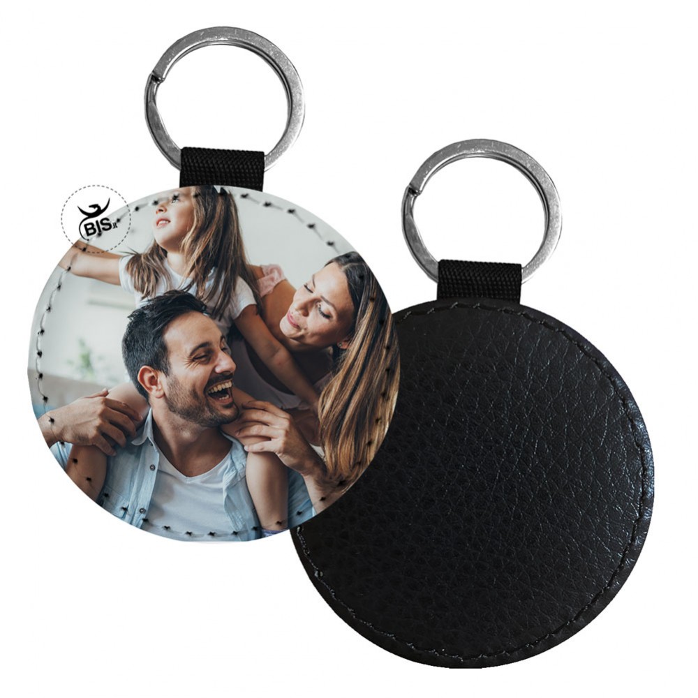 Eco-leather rounded keychain, customizable