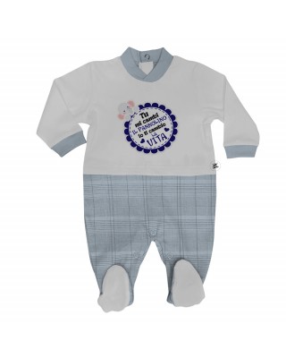 Summer romper suit in gingham "You change my diaper..."