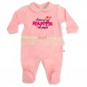 Tutina rosa in ciniglia con fascia in tulle