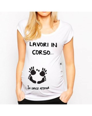 T-shirt premaman manica corta "Lavori in corso...in dolce attesa"