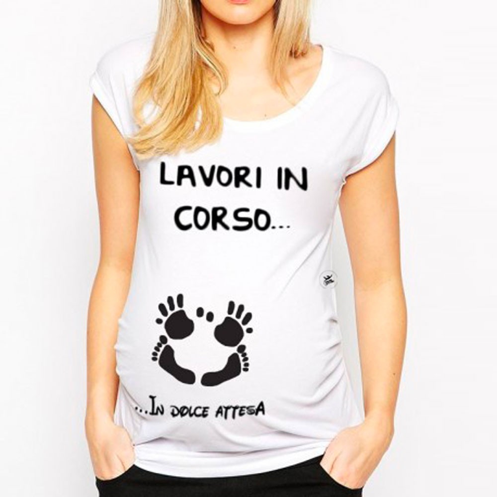 T-shirt premaman manica corta "Lavori in corso...in dolce attesa"