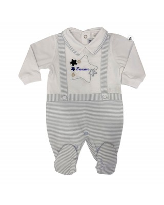 Summer romper suit with an embroidered star , customizable