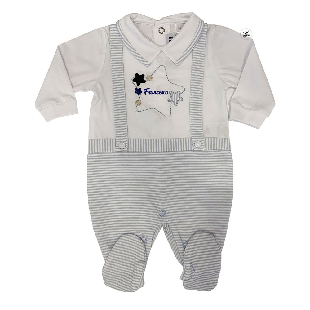 Summer romper suit with an embroidered star , customizable