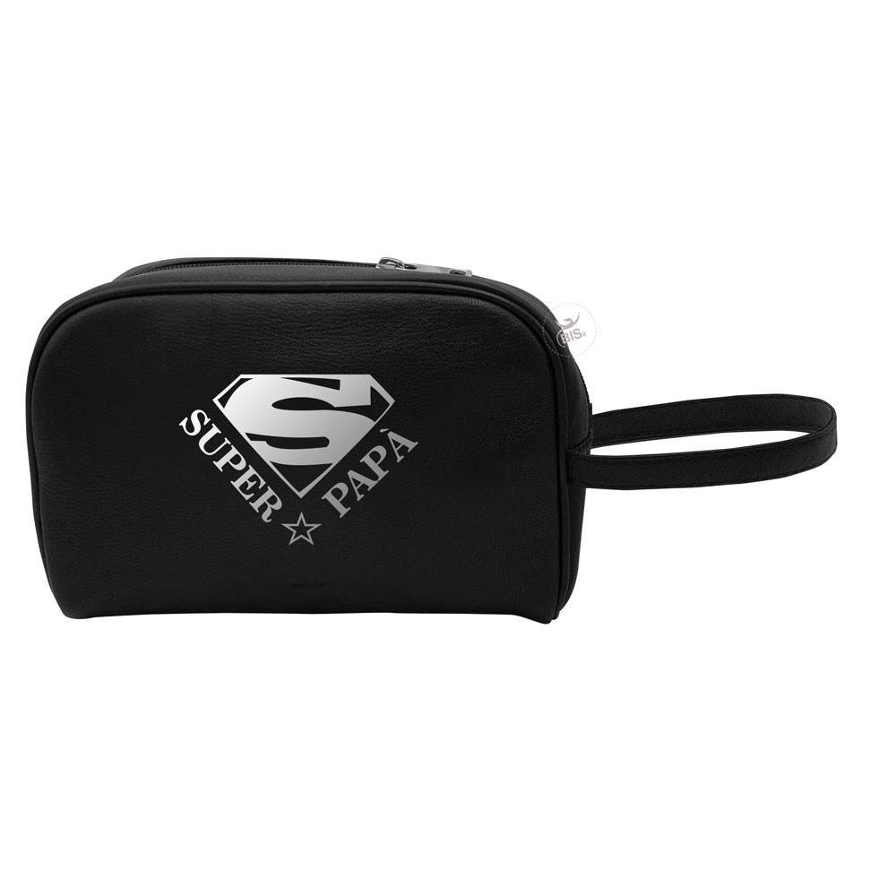 Men's leather clutch bag "Super dad!"